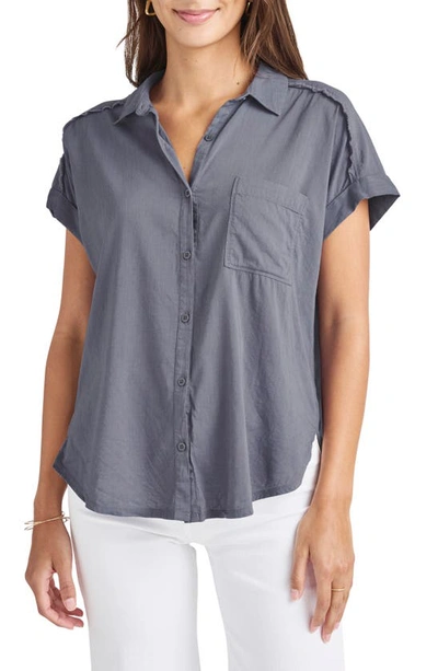 Shop Splendid Paige Button-up Shirt In Ash Navy