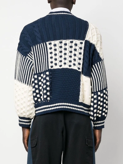 Shop Kenzo Men Mixed Cable Jumper In 77 Midnight Blue