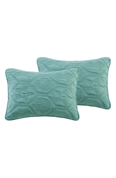 Vcny Home Shore Embossed 3-piece Quilt Set In Blue Teal