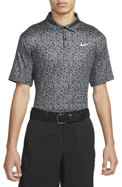 Shop Nike Dri-fit Camo Stretch Golf Polo In Iron Grey/ White