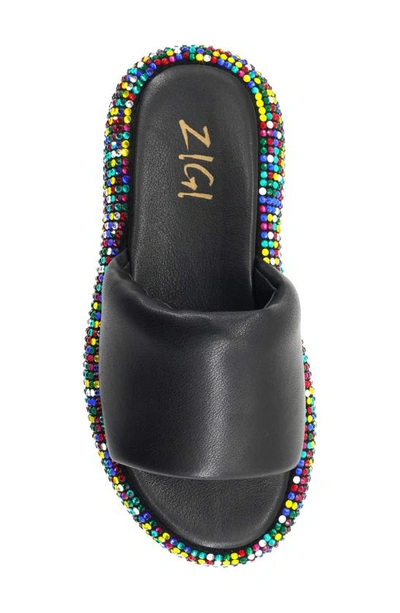 Shop Zigi Sharpay Platform Slide Sandal In Black Leather/ Multi