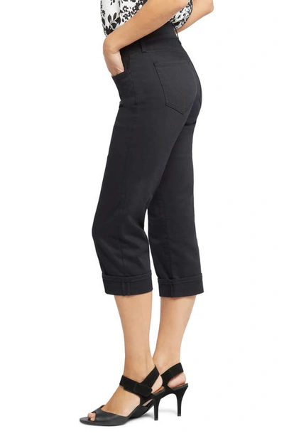Nydj Marilyn Cuff Crop Straight Leg Jeans In Black