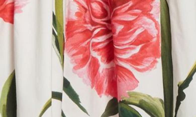Shop Dolce & Gabbana Short Carnation Cotton Poplin Sundress In Natural White