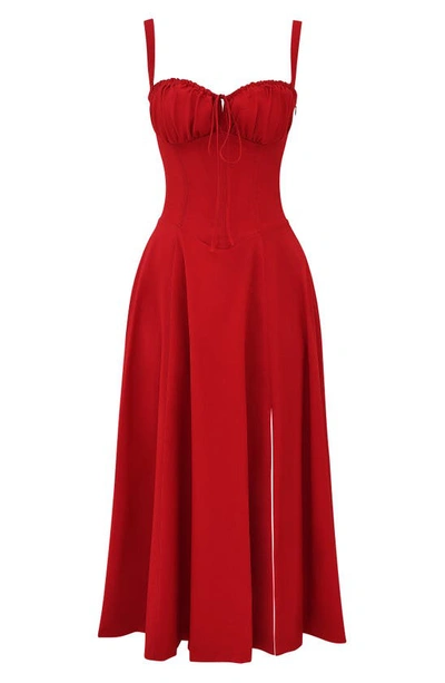 House Of Cb Carmen Floral Bustier Sundress In Red Rose