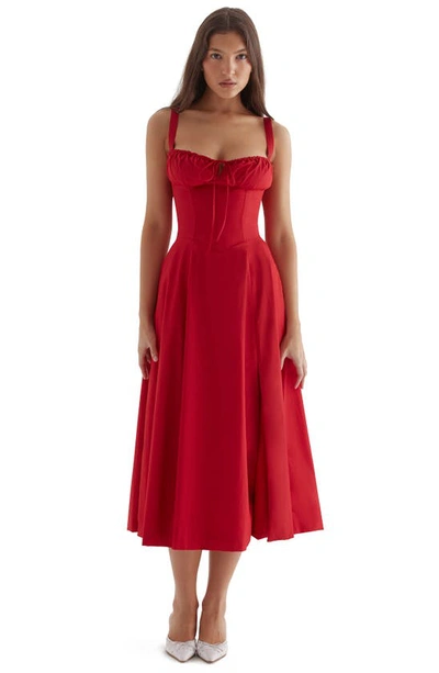 House Of Cb Carmen Floral Bustier Sundress In Red Rose