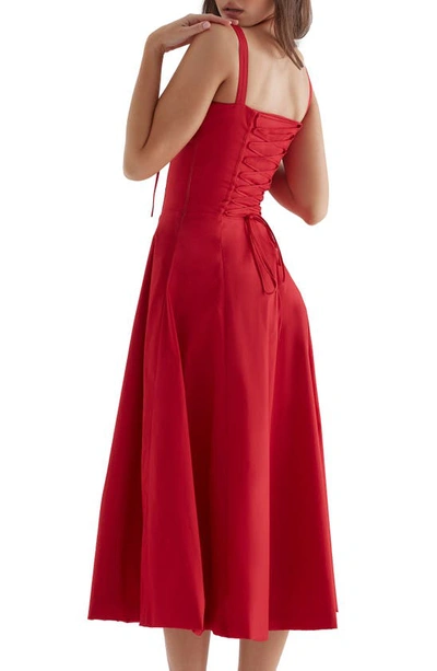 House Of Cb Carmen Floral Bustier Sundress In Red Rose
