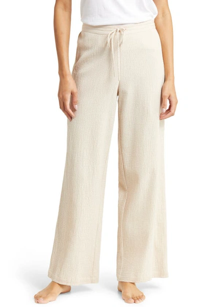 Shop Natori Onsen Cotton Woven Pajama Pants In Sand Dune