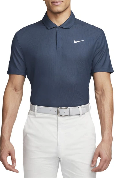 Shop Nike Dri-fit Tiger Woods Piqué Golf Polo In Navy/blue/white