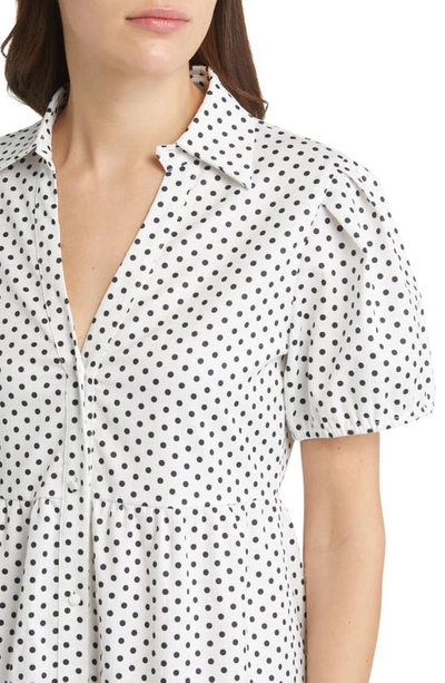 Area Stars Cece Tiered Midi Dress In White Black Dot
