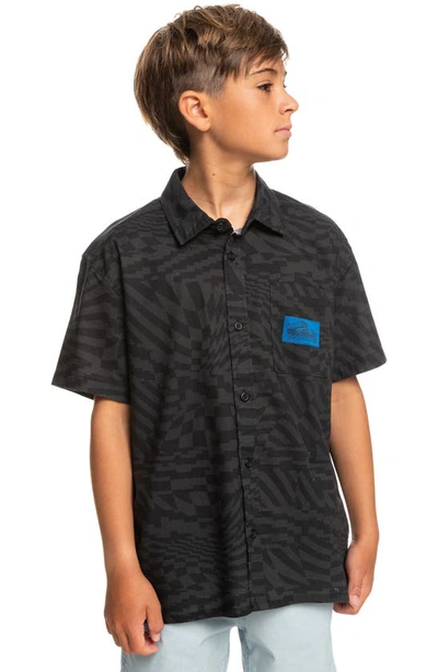 Shop Quiksilver Kids' Radical Times Organic Cotton Button-up Shirt In Black