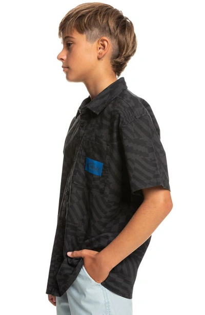Shop Quiksilver Kids' Radical Times Organic Cotton Button-up Shirt In Black