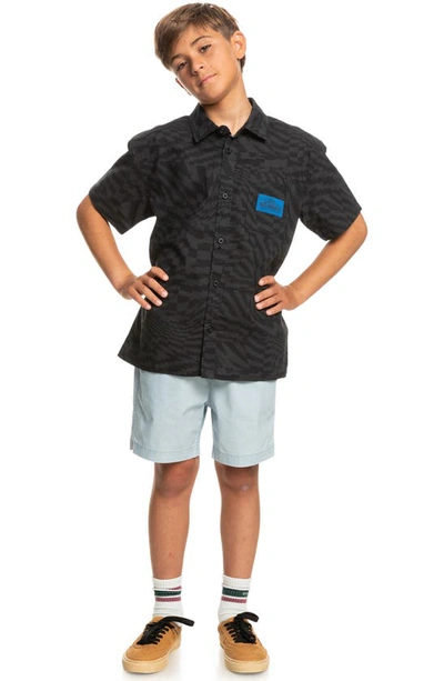 Shop Quiksilver Kids' Radical Times Organic Cotton Button-up Shirt In Black