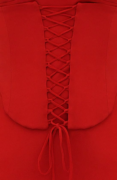 Shop House Of Cb Salma Corset Satin Slipdress In Red Rose
