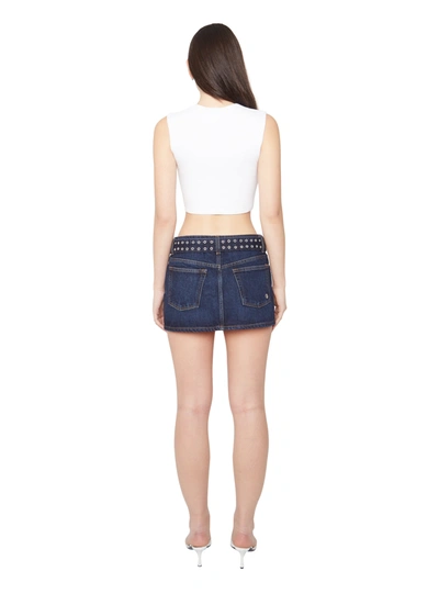 Shop Danielle Guizio Ny Belted Denim Mini Skirt In Dark Wash