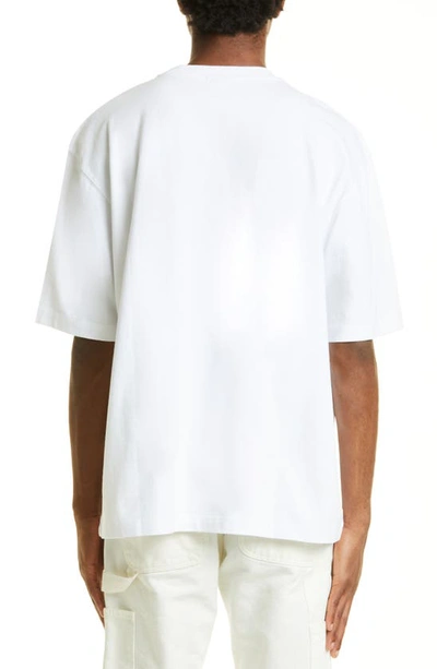 Shop Jacquemus Le T-shirt Raphia Oversize T-shirt In 1dn Print Macrame Logo White