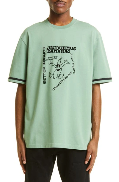 Shop Jacquemus Le T-shirt Banana Oversize T-shirt In 5bf Print Banana Green