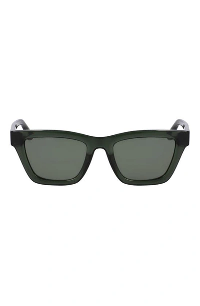 Shop Victoria Beckham 52mm Rectangular Sunglasses In Khaki