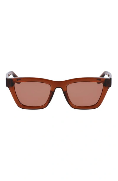 Shop Victoria Beckham 52mm Rectangular Sunglasses In Brown