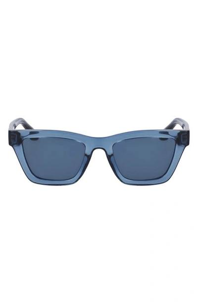 Shop Victoria Beckham 52mm Rectangular Sunglasses In Azure