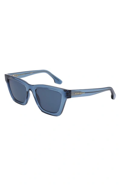 Shop Victoria Beckham 52mm Rectangular Sunglasses In Azure