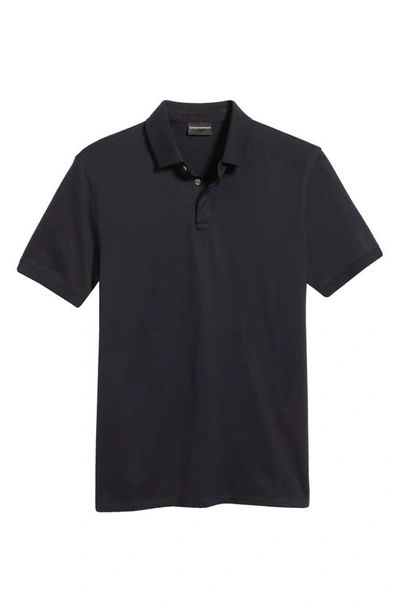 Shop Emporio Armani Solid Cotton Polo In Navy