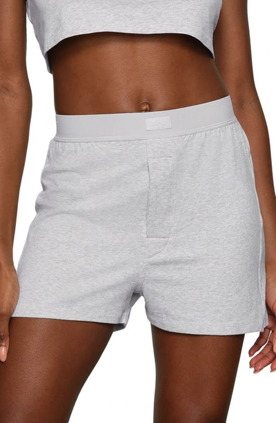 Shop Skims Relaxed Fit Boyfriend Boxer In Light Heather Grey