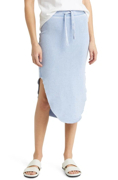 Shop Frank & Eileen Unforgettable Cotton French Terry Drawstring Skirt In Mineral Blue