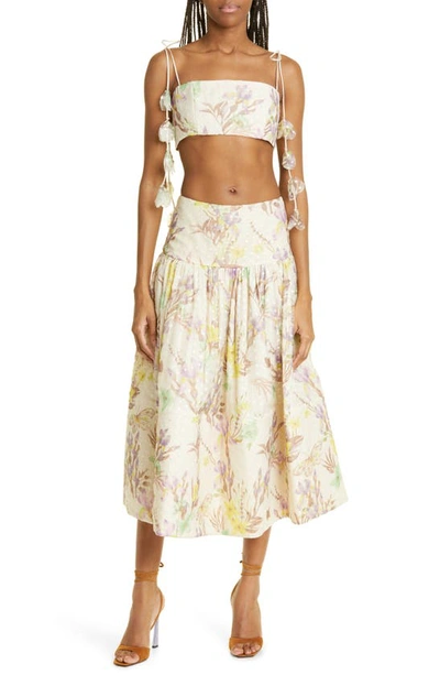 Shop Alexis Phoebe Floral Clip Dot Midi Skirt In Floral Embroidered