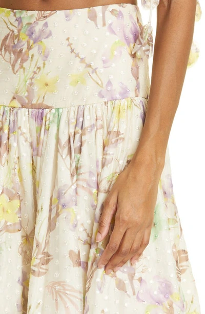 Shop Alexis Phoebe Floral Clip Dot Midi Skirt In Floral Embroidered