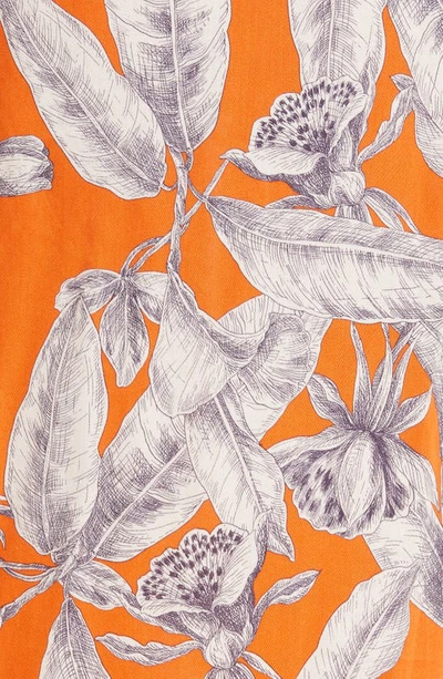 Shop Alexis Randi Floral Print One-shoulder Long Sleeve Maxi Dress In Maldive Orange