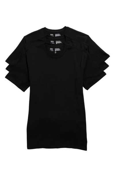 Shop Nordstrom Rack Pack Of 3 Stretch Cotton Regular Fit Crewneck Undershirts In Black