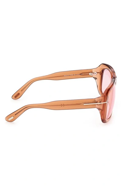 Tom Ford Bailey Square Acetate Sunglasses In Shiny Light Brown / Violet