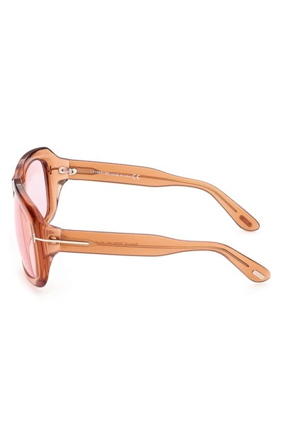 Tom Ford Bailey Square Acetate Sunglasses In Shiny Light Brown / Violet