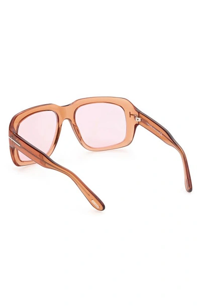 Tom Ford Bailey Square Acetate Sunglasses In Shiny Light Brown / Violet