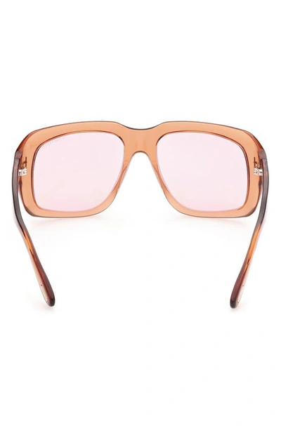 Tom Ford Bailey Square Acetate Sunglasses In Shiny Light Brown / Violet