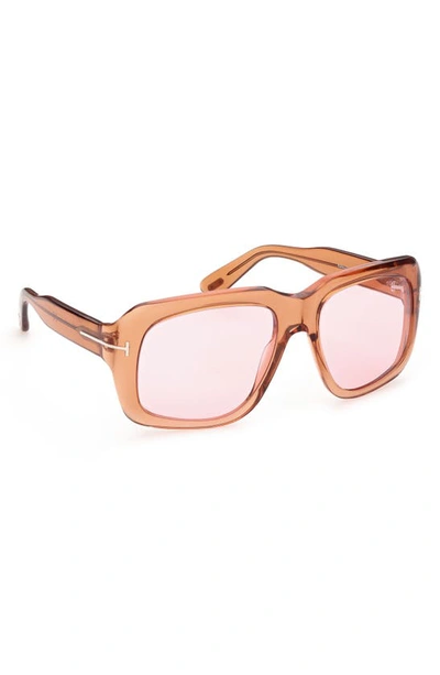 Tom Ford Bailey Square Acetate Sunglasses In Shiny Light Brown / Violet