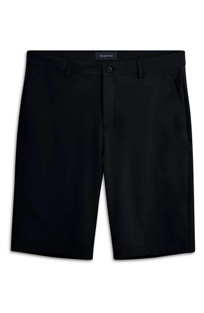 Shop Bugatchi Flat Front Shorts In Black