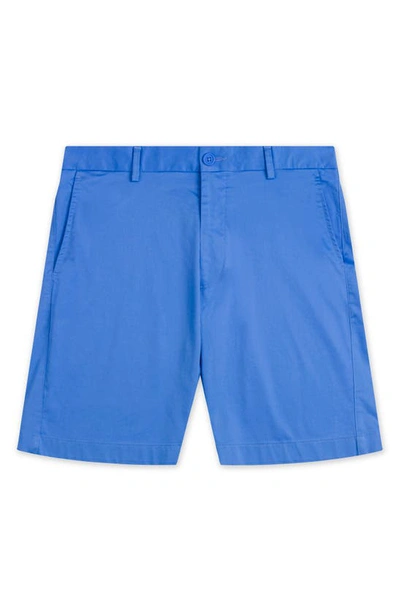 Shop Bugatchi Flat Front Chino Shorts In Sapphire