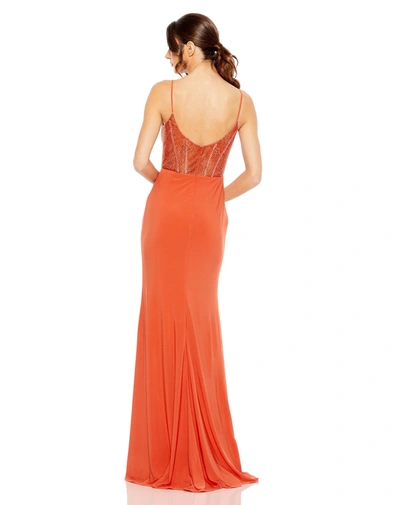 Shop Mac Duggal Sweetheart Mesh Embellished Gown In Orange