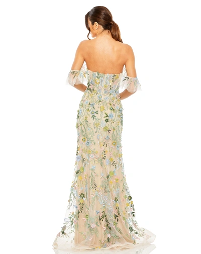 Mac Duggal Sweetheart Flutter Sleeve Gown In Pastel Multi