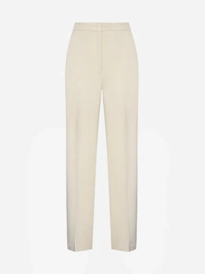Shop Blanca Vita Pescatore Stretch Crepe Trousers In Ivory