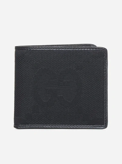 Shop Gucci Jumbo Gg Fabric Bifold Wallet In Black