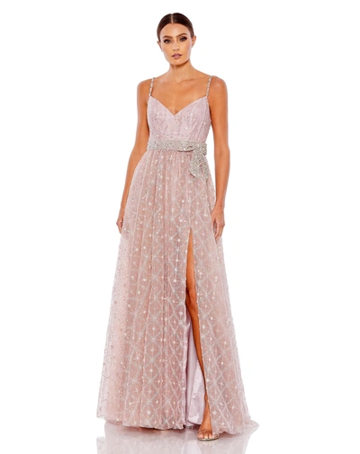 Shop Mac Rhinestone Embellished Sweetheart Neckline Gown In Rose