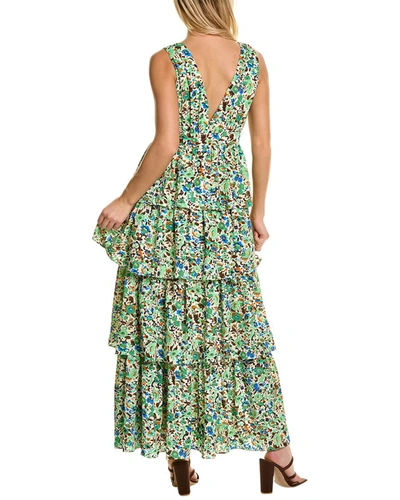 Traffic People Tiered Maxi Dress In Green