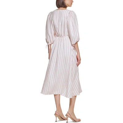 Shop Calvin Klein Womens Striped Calf Midi Dress In Multi