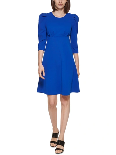 Shop Calvin Klein Womens Crepe Puff Sleeves Shift Dress In Multi