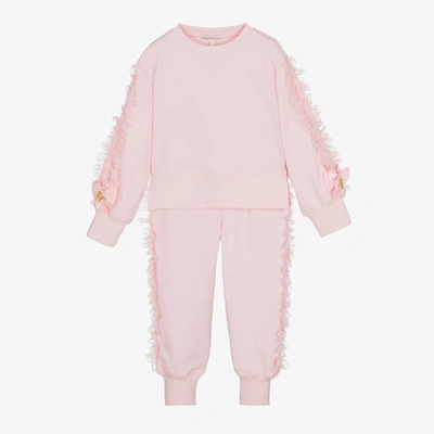 Shop Angel's Face Girls Pink Cotton & Tulle Frill Tracksuit