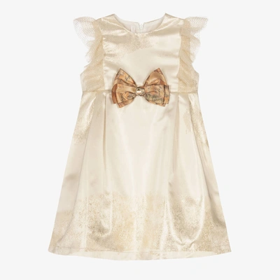 Shop Alviero Martini Girls Gold Jacquard Geo Map Dress