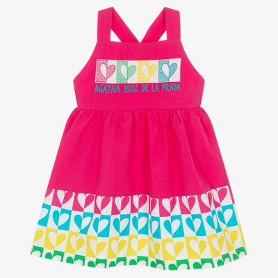 Shop Agatha Ruiz De La Prada Girls Pink Heart-patterned Dress