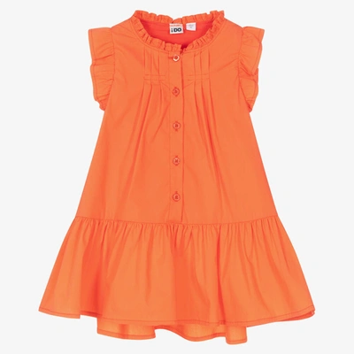 Shop Ido Baby Girls Orange Cotton Poplin Dress